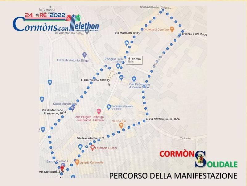 Immagine per Cormons pronta alla 24ore di Telethon, la mappa della gara